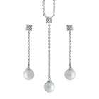 SilverBin Sterling Silver Cubic Zirconia and Faux Pearl Dangle Set