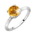 Created Diamonds Vintage Wedding 14K White Gold Ring with Fancy Orange 