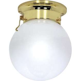   295 1 Light   8 inch   Ceiling Mount   White Ball w/ Pull Chain Switch