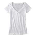 Bella Womens Burnout V Neck T Shirt, WHITE, X Large