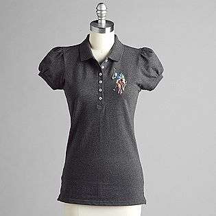 Horse Logo Puff Sleeve Polo Shirt  US Polo Assn. Clothing Juniors Tops 