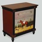 AA Importing Three Drawer Chest with Painted Parrot Scene in Dark Wood