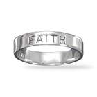   Faith Band Rhodium Plated Sterling Silver 4mm Ring With Faith   Size 5