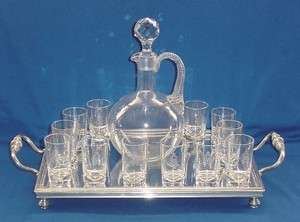 BACCARAT CRYSTAL DECANTER STOPPER 12 STEMMED GLASS TRAY MIRROR 