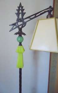   lamp, Jadeite green & YELLOW Houze glassORIGINAL SHADE 59.5  