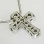  VS Solid 18K White Gold Diamond Vintage Cross Pendant W/ 18 Necklace