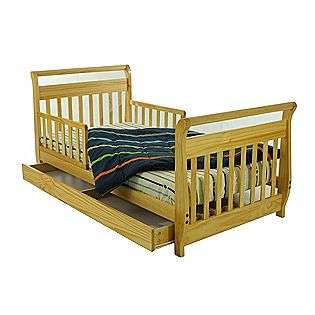 Sleigh Toddler Bed with Storage Drawer, Natural  Dream on Me Baby 