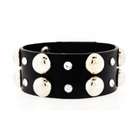 Bracelets   Fashion Jewelry Black Leather Cuff with Two Rows of Clear 