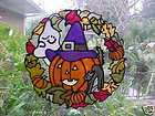 Fall & Halloween Wreath Duo Stained Glass Window Cling