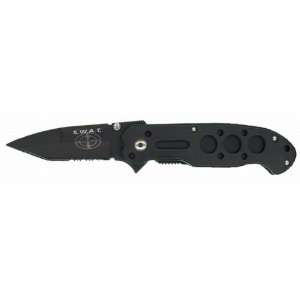   Pocket Knife Black w/SWAT Logo Black Blade #3168