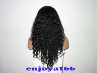 Deep Wave Lace Front Wigs #1 Jet Black 100% India Remy Human Hair 14 
