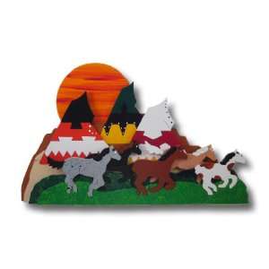  Wood Puzzle 3D Wild Horses 5 Layer Puzzle Toys & Games