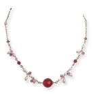 JewelryWeb Pink Pearl Crystal Strawberry Quartz Necklace   16 Inch 