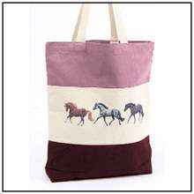 LILA PONIES HORSE TR COLORED ROOMY STABLE TOTE BAG  