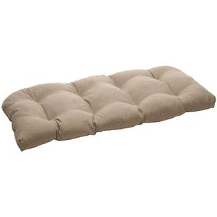  Pillow Perfect Solid Taupe Tufted Outdoor Loveseat 