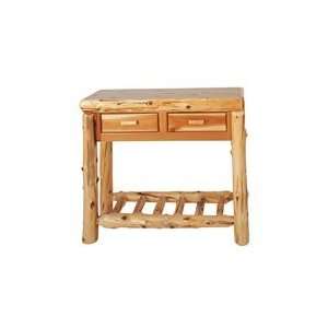   Cedar Log Sofa Table with Two Drawers 14140 Furniture & Decor