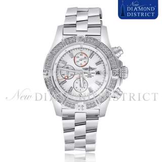   BREITLING SUPER AVENGER WHITE INDEX DIAL A13370 DIAMOND WATCH  
