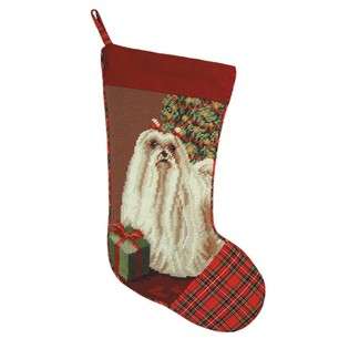 123 Creations C583.11x17 inch Maltese Christmas Stocking in 