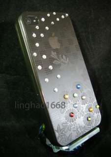 Swarovski Transparent Black Flower Hard Case For iPhone 4/4S HGL 