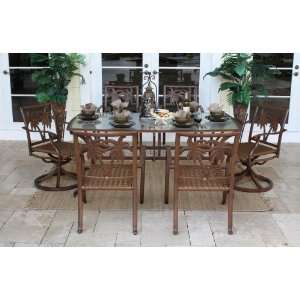  Coco Palm Swivel 7 Piece Dining Group with Arm Chairs 