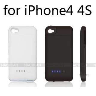 For iPhone 4 4S Black White 1900mAh External Battery Charger Case 
