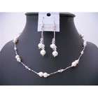   Choker Necklace Set Bridemaides Wire Necklace Set w/ Dangling Earrings