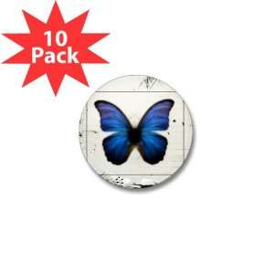  Mini Button (10 Pack) Blue Butterfly Still Life 