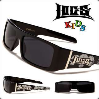 Locs Designer Kids Sunglasses For Boys Black with Skulls Frame Gray 