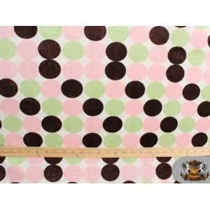 Minky Cuddle Dots Print   Circle Brown Lime Pink / 60 / Sold By the 