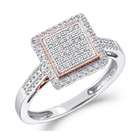 ApexJewels Diamond Ring Square Head 10k White Rose Gold (1/3 Carat 