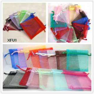 Bulk Big Wedding favor bags jewelry organza gift pure color pouch 6*4 