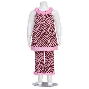 Rare Editions Little Girls Pink Brown Zebra Print Outfit Size 6X at 