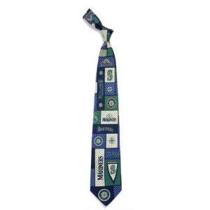 Eagles Wings Seattle Mariners MLB Plaid Poly Mens Tie  