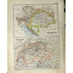 1890 Map Wurtemberg Prussia Austria Hungary Switzerland  