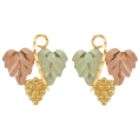 Black Hills Gold Tricolor 10K Leaf and Grape Cluster Earrings