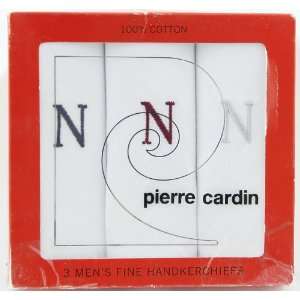  Pierre Cardin Monogrammed Mens Handkerchiefs Set of 3 