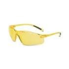   Wraparound Safety Glasses With Clear Frame And Amber Hardcoat Lens