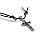 Tioneer Stainless Steel Mens Cross Pendant w/ 24 Bead Chain