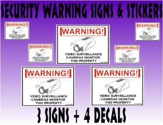 Security Signs 3 & 4 Gas Station Camera Warning Decals  
