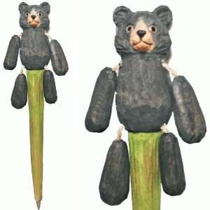 Wooden Black Bear Pen with Dangling Arms & Legs, 3 pc Set (Hand carved 