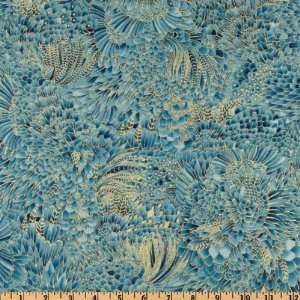   Kyoto Plumes & Mums Teal Fabric By The Yard Arts, Crafts & Sewing