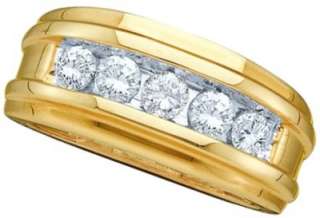 14K YELLOW GOLD MENS WEDDING ENGAGEMENT DIAMOND BAND  