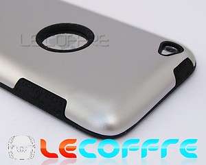 Silver Hybrid Metal Case Cover Skin for iPod Touch 4 4G  