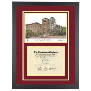  USC Diploma Frame with Artwork in Standard Mahogany Frame 
