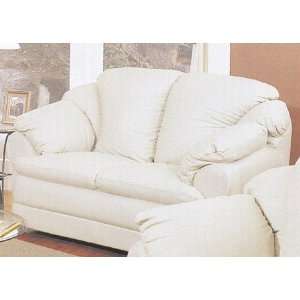   Cream White Italian Leather Couch Loveseat/Love Seat