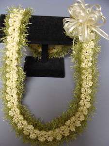 Hawaiian Rattail Eyelash Yarn Crochet Lei Pikaki ivory  