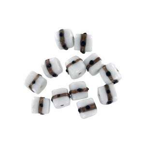  White & Black Lampwork Cube Glass Beads 