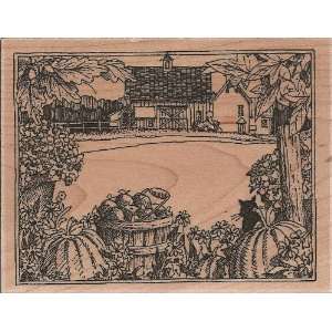  Fall Border Wood Mounted Rubber Stamp (H1749) Arts 