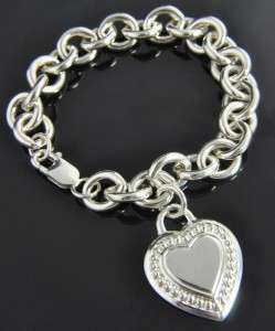 Judith Ripka Sterling Silver 925 Heart Lock Tag Charm Cable Chain 