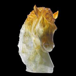 Daum Crystal ANDALOUSIAN HORSE HEAD GREY AMBER 08023 1 New In Box MINT 